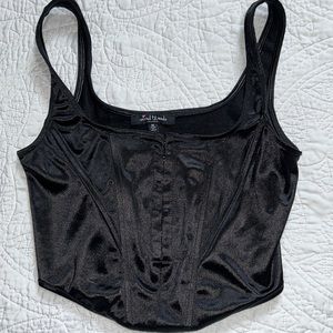 Black silk corset tank top